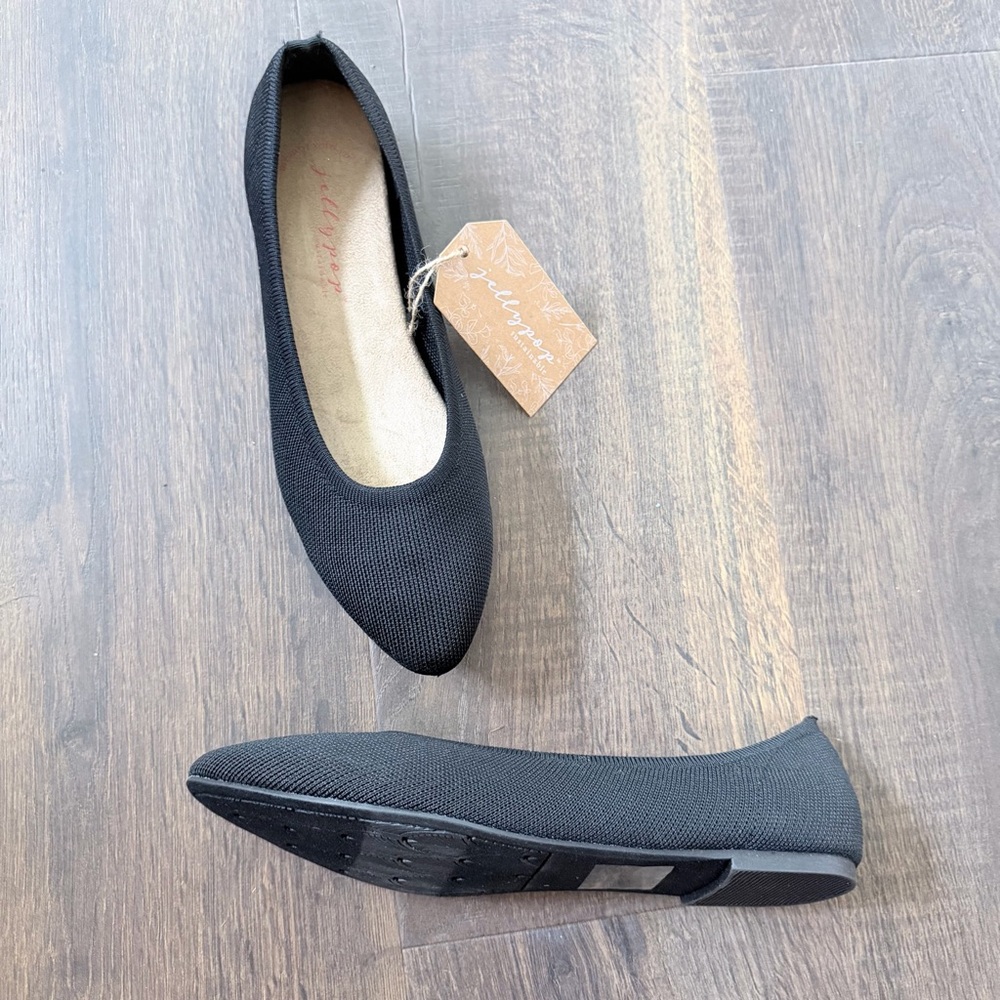 Jelly pop Sustainable Denali Black Knitted Flats | Size: 9 - Picture 4 of 5